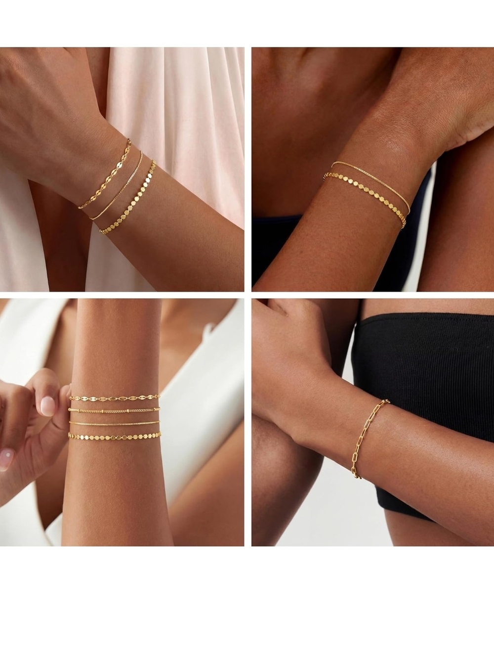 Gold Layered Bracelet Set for Women - Elegant Stacking Chains - Picture 3 of 7